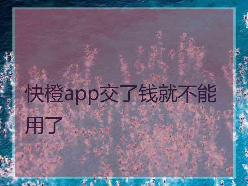 快橙app交了钱就不能用了