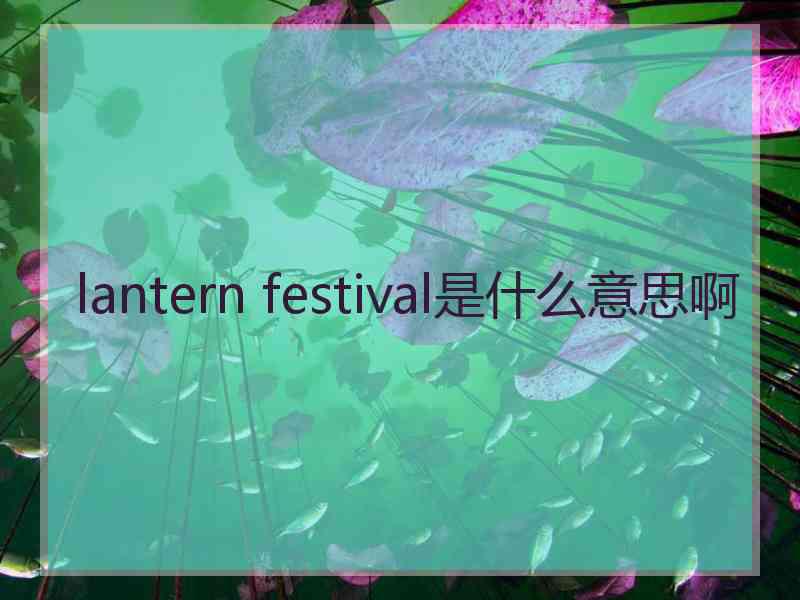 lantern festival是什么意思啊