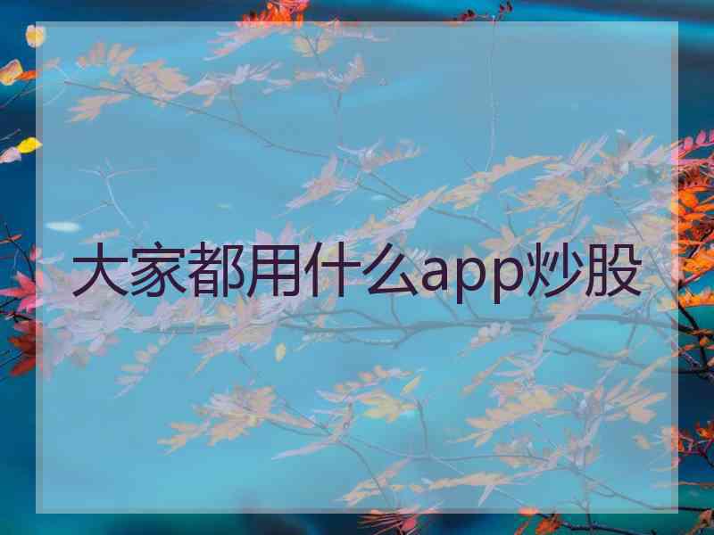 大家都用什么app炒股