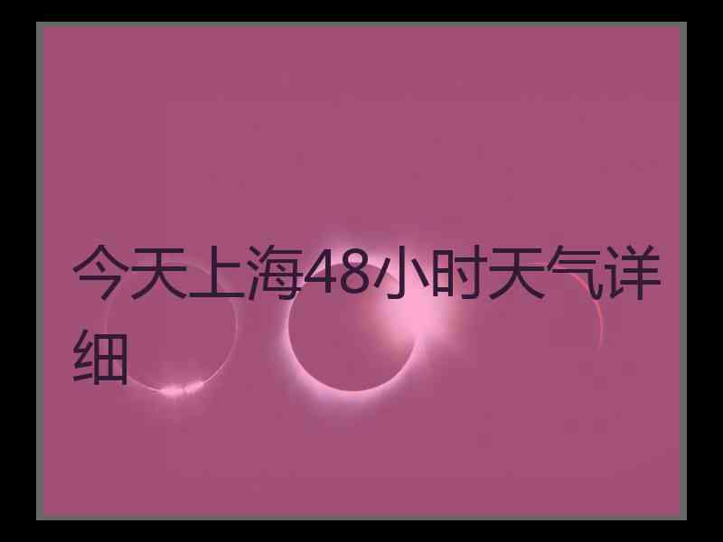 今天上海48小时天气详细