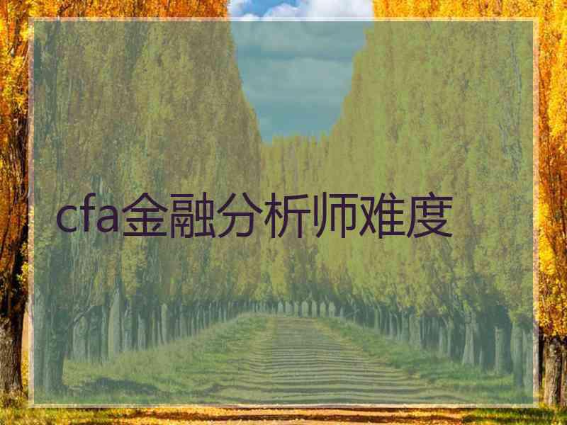 cfa金融分析师难度