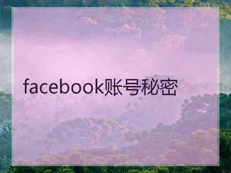 facebook账号秘密