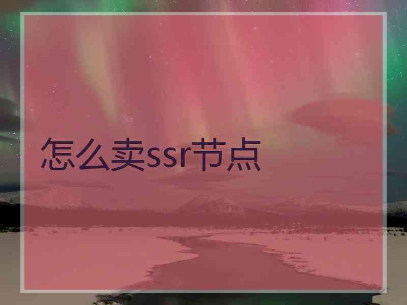 怎么卖ssr节点