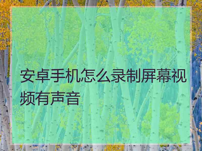 安卓手机怎么录制屏幕视频有声音