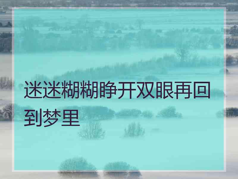 迷迷糊糊睁开双眼再回到梦里