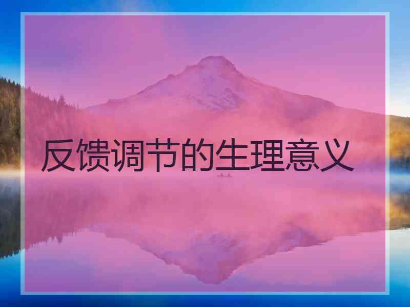 反馈调节的生理意义