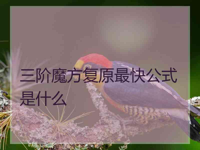 三阶魔方复原最快公式是什么