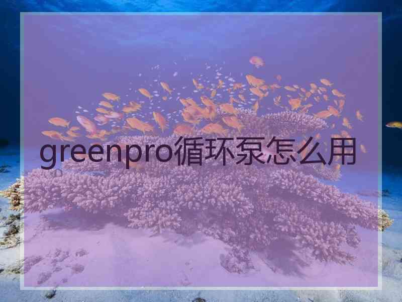 greenpro循环泵怎么用