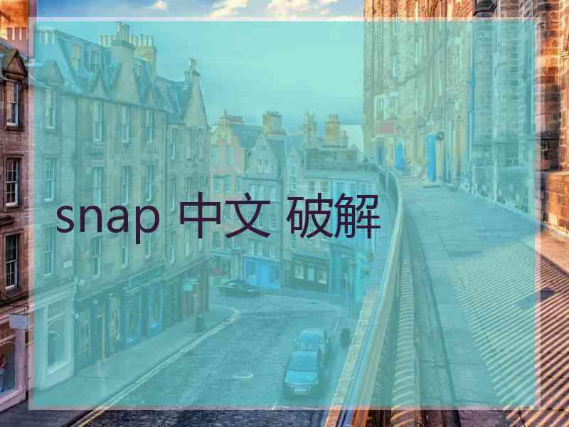 snap 中文 破解