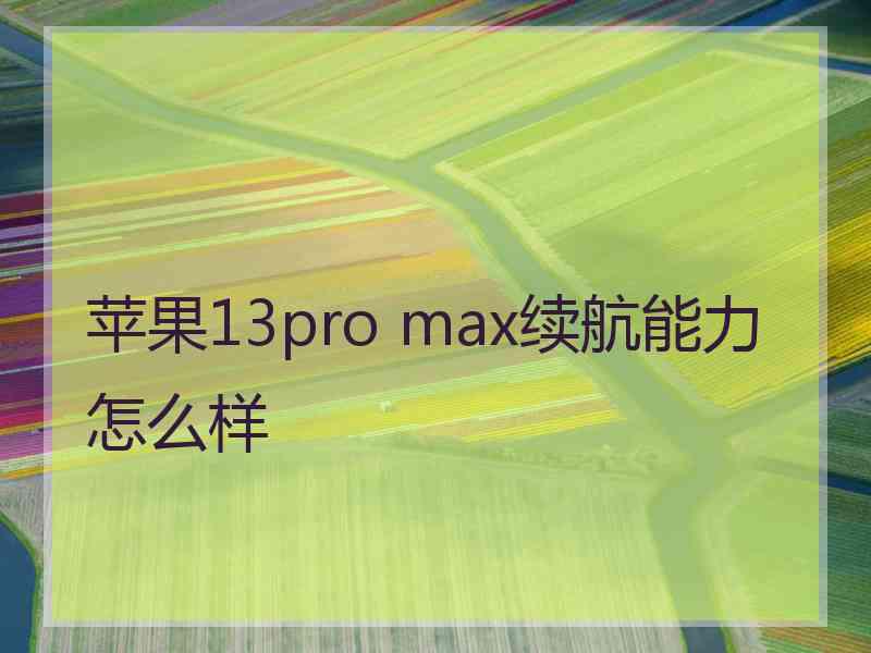 苹果13pro max续航能力怎么样