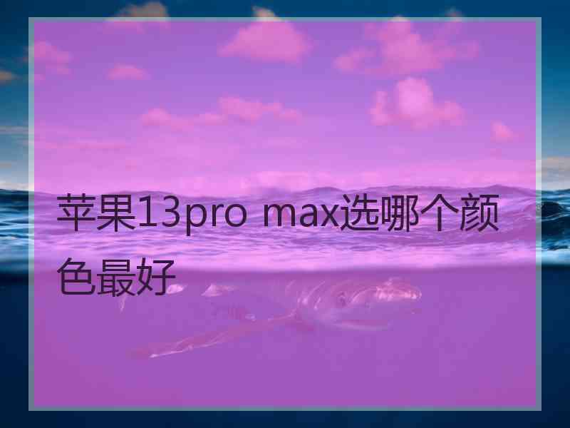 苹果13pro max选哪个颜色最好