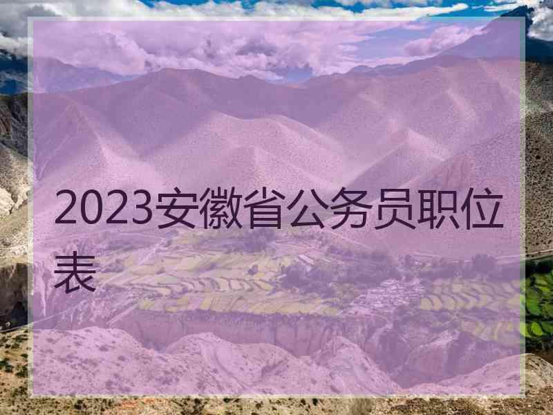 2023安徽省公务员职位表