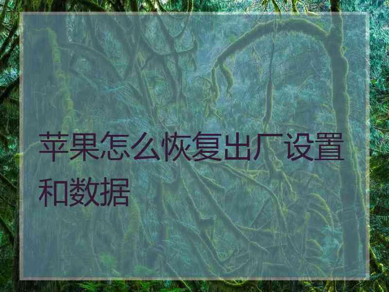 苹果怎么恢复出厂设置和数据