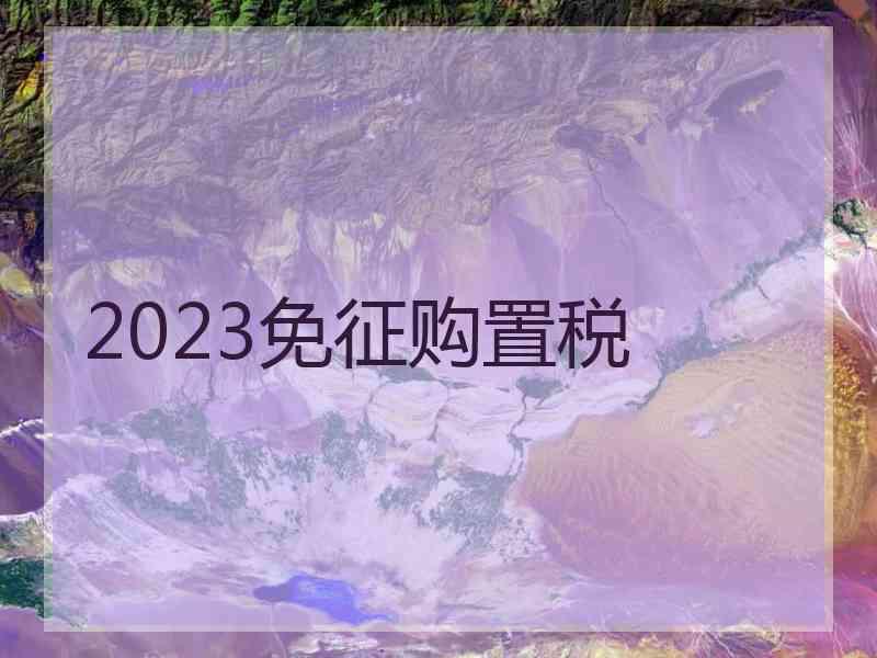 2023免征购置税