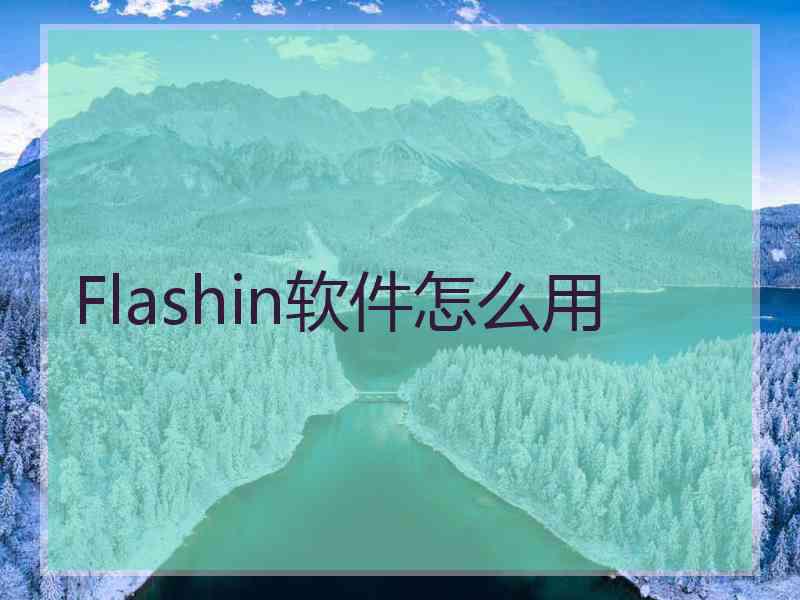 Flashin软件怎么用