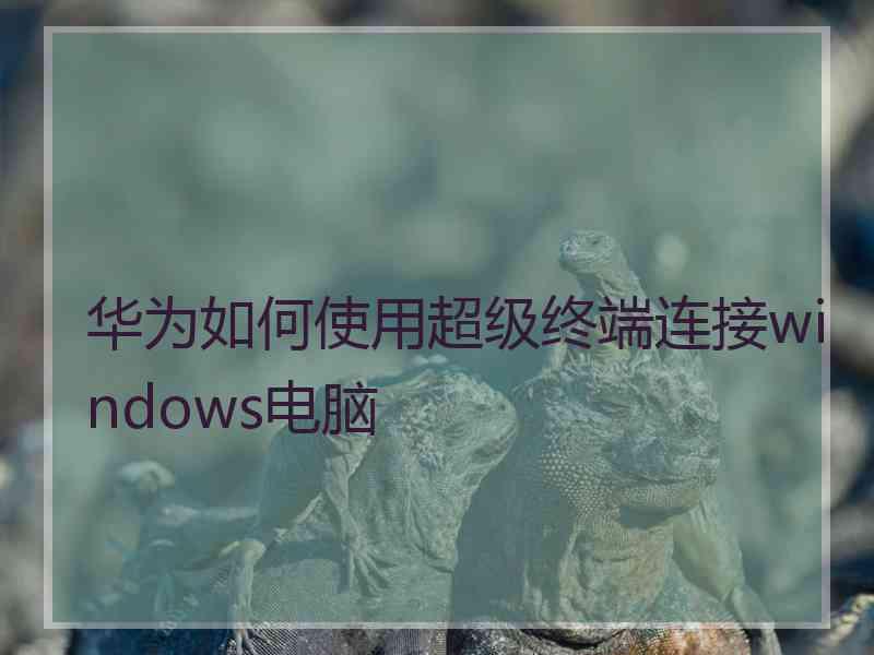 华为如何使用超级终端连接windows电脑