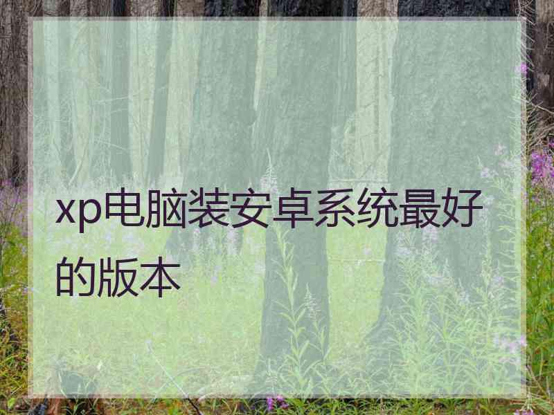 xp电脑装安卓系统最好的版本