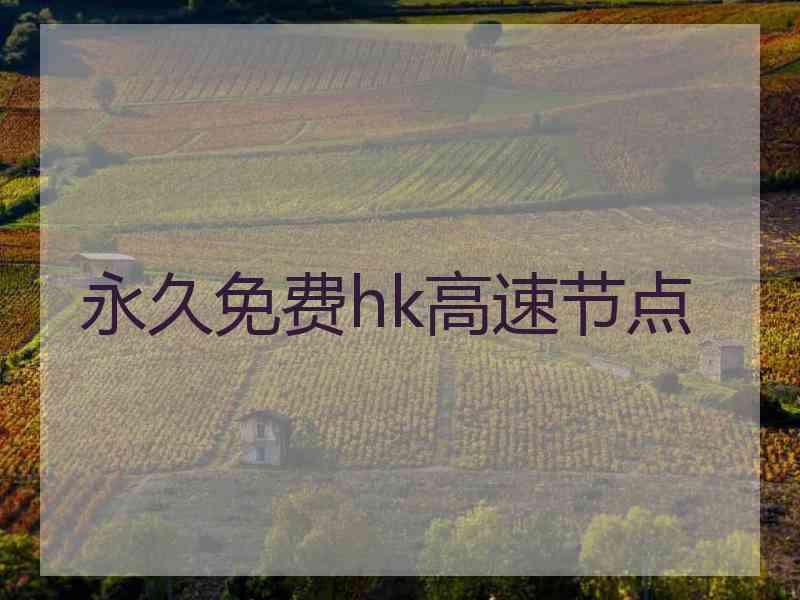 永久免费hk高速节点