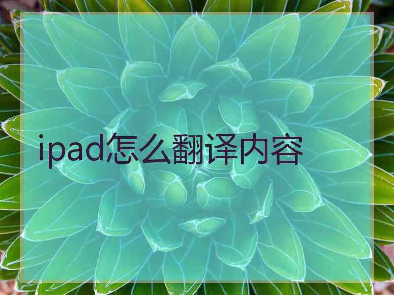 ipad怎么翻译内容