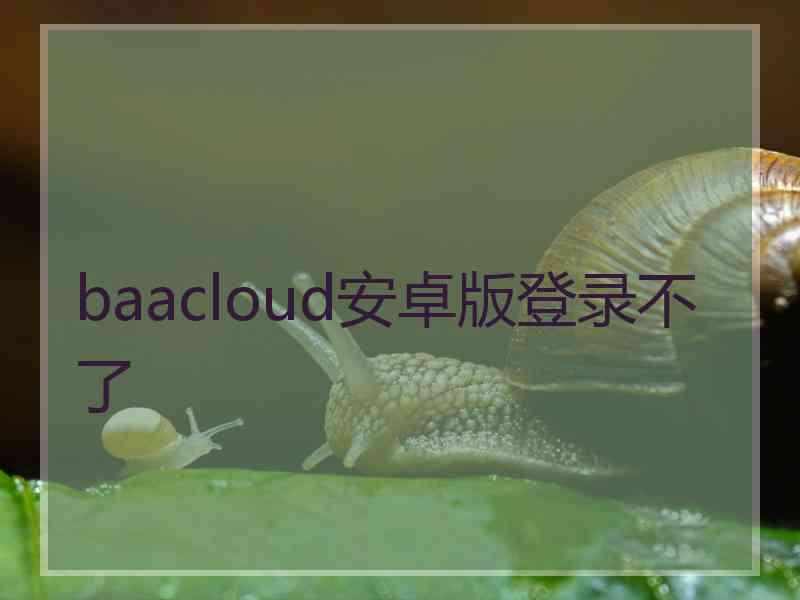 baacloud安卓版登录不了