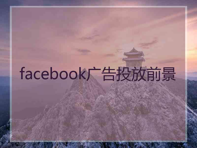 facebook广告投放前景