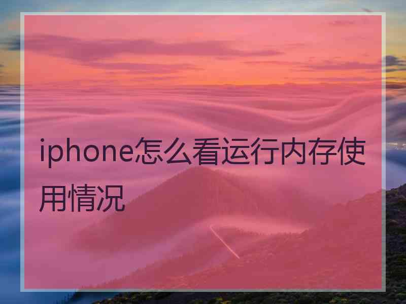 iphone怎么看运行内存使用情况