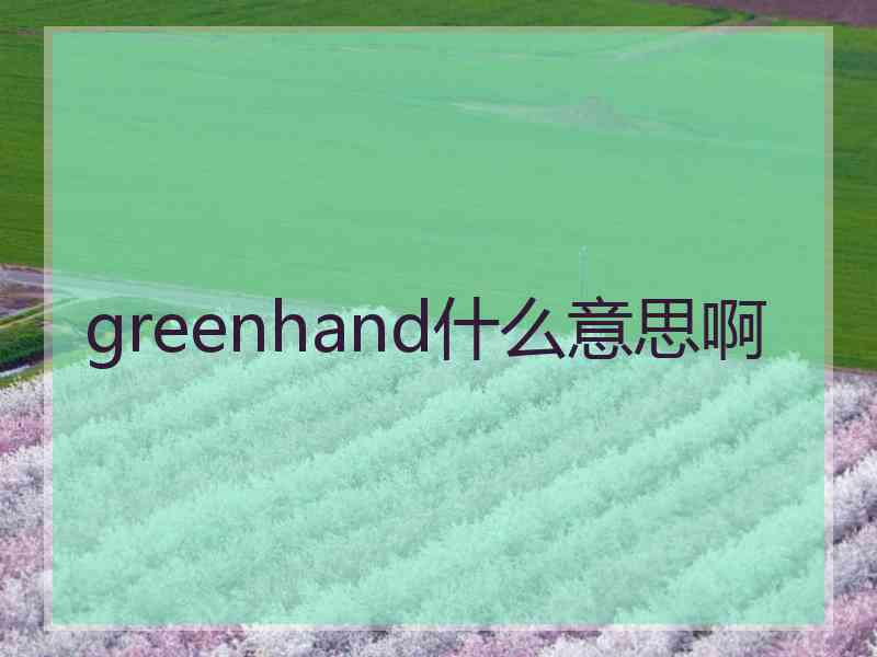 greenhand什么意思啊