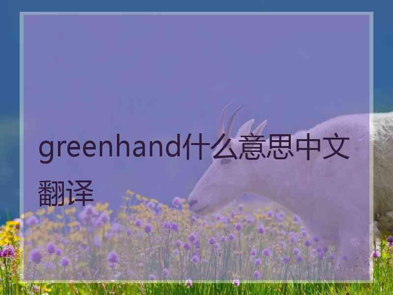 greenhand什么意思中文翻译