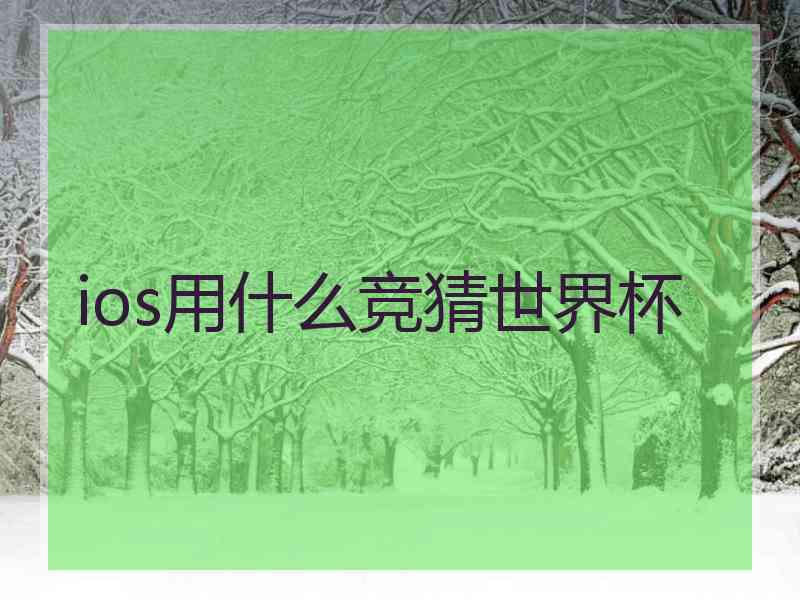 ios用什么竞猜世界杯