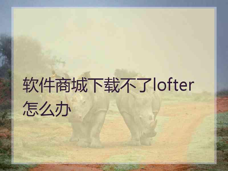 软件商城下载不了lofter怎么办