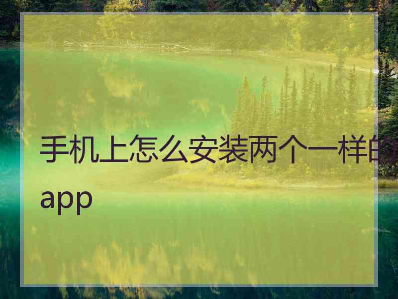 手机上怎么安装两个一样的app