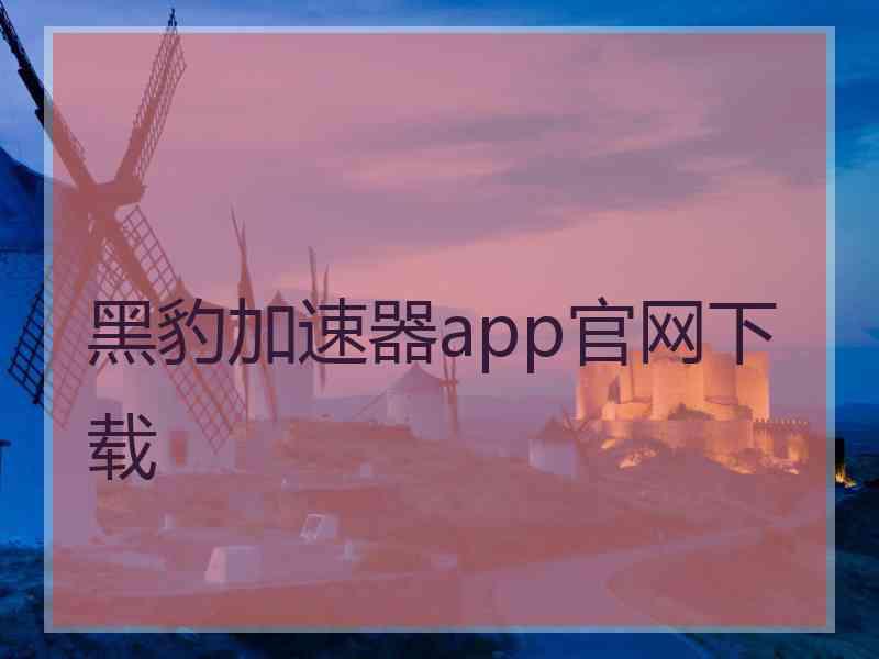 黑豹加速器app官网下载