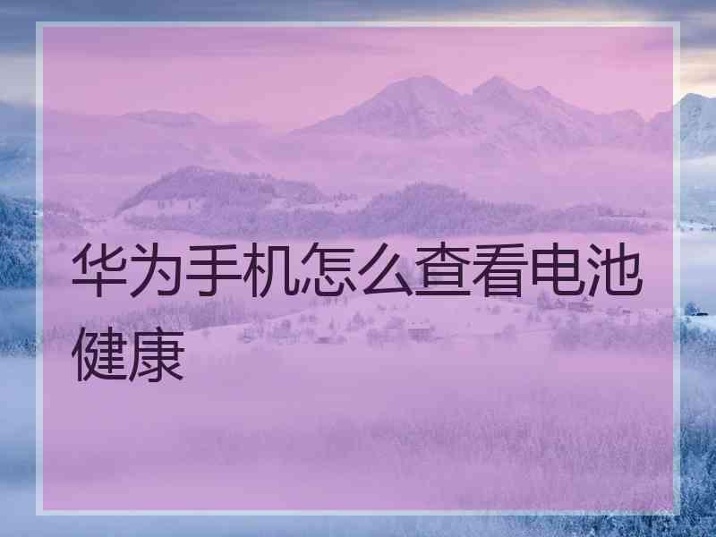 华为手机怎么查看电池健康