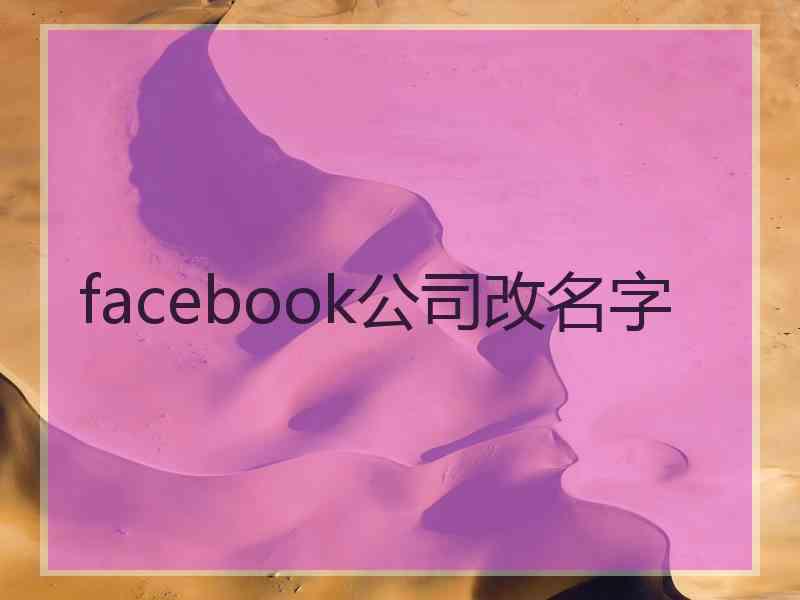 facebook公司改名字