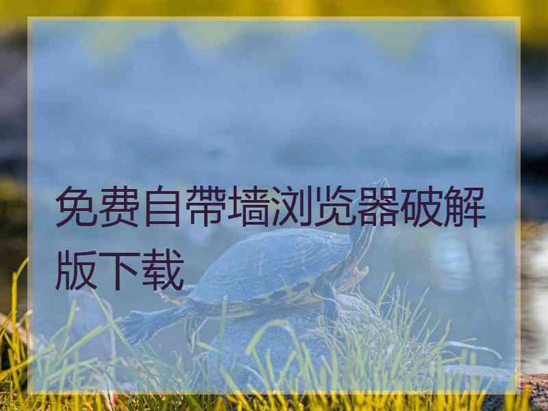 免费自帶墙浏览器破解版下载